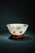 A Chinese pale celadon hardstone-embellished bowl