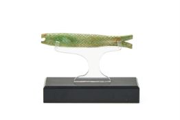 A rare Chinese calcified turquoise fish pendant