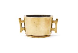 A Chinese bronze twin handled censer