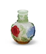 A Chinese miniature four-colour glass bottle vase