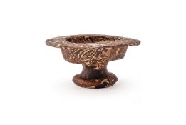 A Chinese marbled pottery stem cup