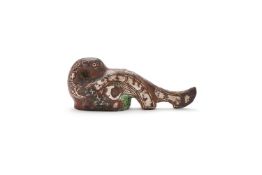 A Chinese silver inlaid bronze finial