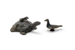 A Chinese bronze weight of the Black Tortoise