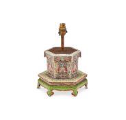 A Chinese Famille Rose octagonal brushpot