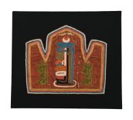 A Chinese silk Tibetan market 'sacred seed symbols' temple banner top
