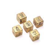 A rare group of five Chinese gilt bronze 'Drinking games' dice