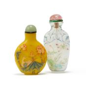 A Chinese enamelled yellow glass snuff bottle