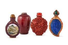 A Chinese moulded porcelain 'Buddhist lions' snuff bottle