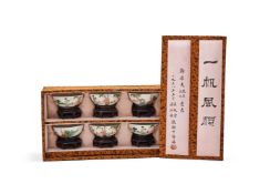 A set of six Chinese Famille Verte cups