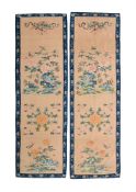 Two Chinese silk chair covers