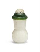 A Chinese white and spinach jade gourd shaped snuff bottle