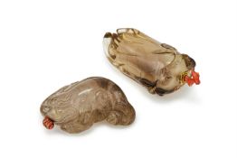 Y A Chinese smoked quartz 'finger citron' snuff bottle
