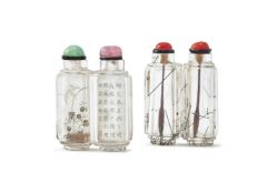 Y A rare inside-painted crystal double snuff bottle by Ma Shaoxuan (1867-1939)