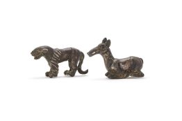 Two Chinese cast alloy models of animals