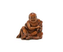 A small Chinese bamboo root carving of Luohan