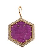 A RUBY AND DIAMOND PENDANT