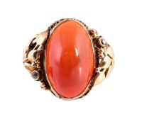AN ARTS AND CRAFTS FIRE OPAL AND DIAMOND DRESS RING