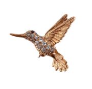 A DIAMOND HUMMINGBIRD BROOCH