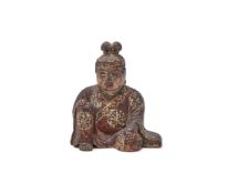 A Korean painted seated wood figure