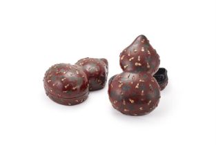 A pair of Chinese large lacquered double-gourd boxes and covers