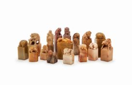 A group of sixteen Chinese soapstone seals