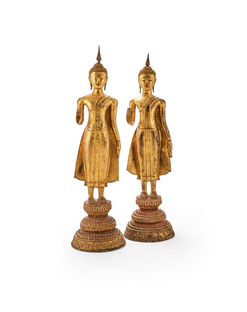 Two lacquered and gilded figures of Buddha