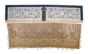A Chinese golden silk panel