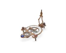 A Chinese bronze folding equinoctial string Gnomon compass sundial