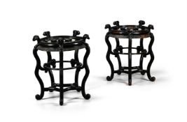 A pair of large Chinese hardwood stands