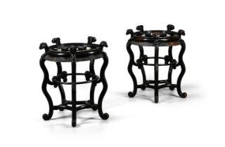 A pair of large Chinese hardwood stands