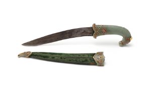 A Mughal jade hilted dagger (Khanjar)