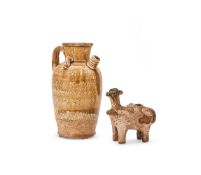 A Chinese straw-glazed ewer