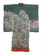 A Japanese crepe silk Furisode robe