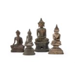Two bronze figures of Buddha