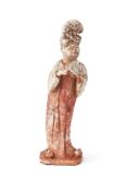 A Chinese painted terracotta figure of a lady