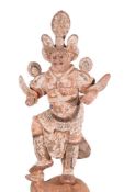 A Chinese painted pottery lokapala tomb guardian