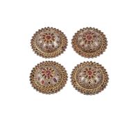A set of four parcel-gilt inset silver shield bosses