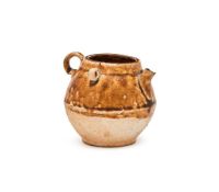 A small Chinese straw glazed ewer