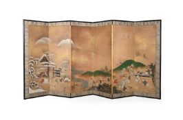 A Japanese Kano School Six-Fold Byobu