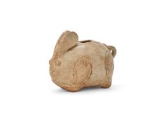 A Khmer celadon-glazed rabbit-form lime pot