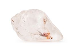 A large Tibetan rock crystal carving of a conch shell