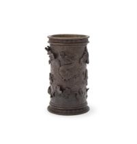 A Chinese bronze 'dragon' brush pot
