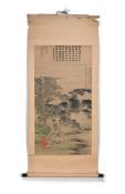 Three Chinese scrolls of landscape paintings