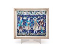 A Large Qajar Moulded Tile