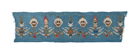 A Chinese satin silk section of a ceremonial hanging