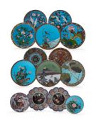 A decorative collection of Japanese cloisonné chargers