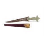 An Indian jade-hilted daggar (Khanjar)