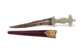 An Indian jade-hilted daggar (Khanjar)