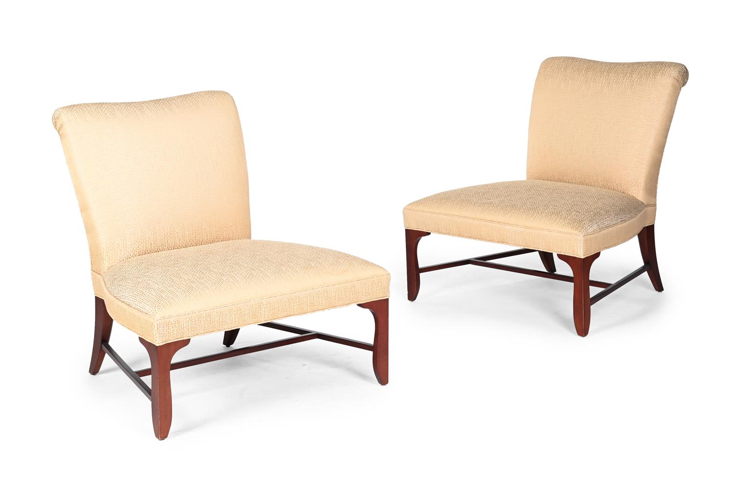 A PAIR OF OVERSIZED SLIPPER CHAIRS, BY BAKER FURNITURE, OF RECENT MANUFACTURE