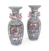 A PAIR OF CANTONESE PORCELAIN BALUSTER VASES, 19TH CENTURY